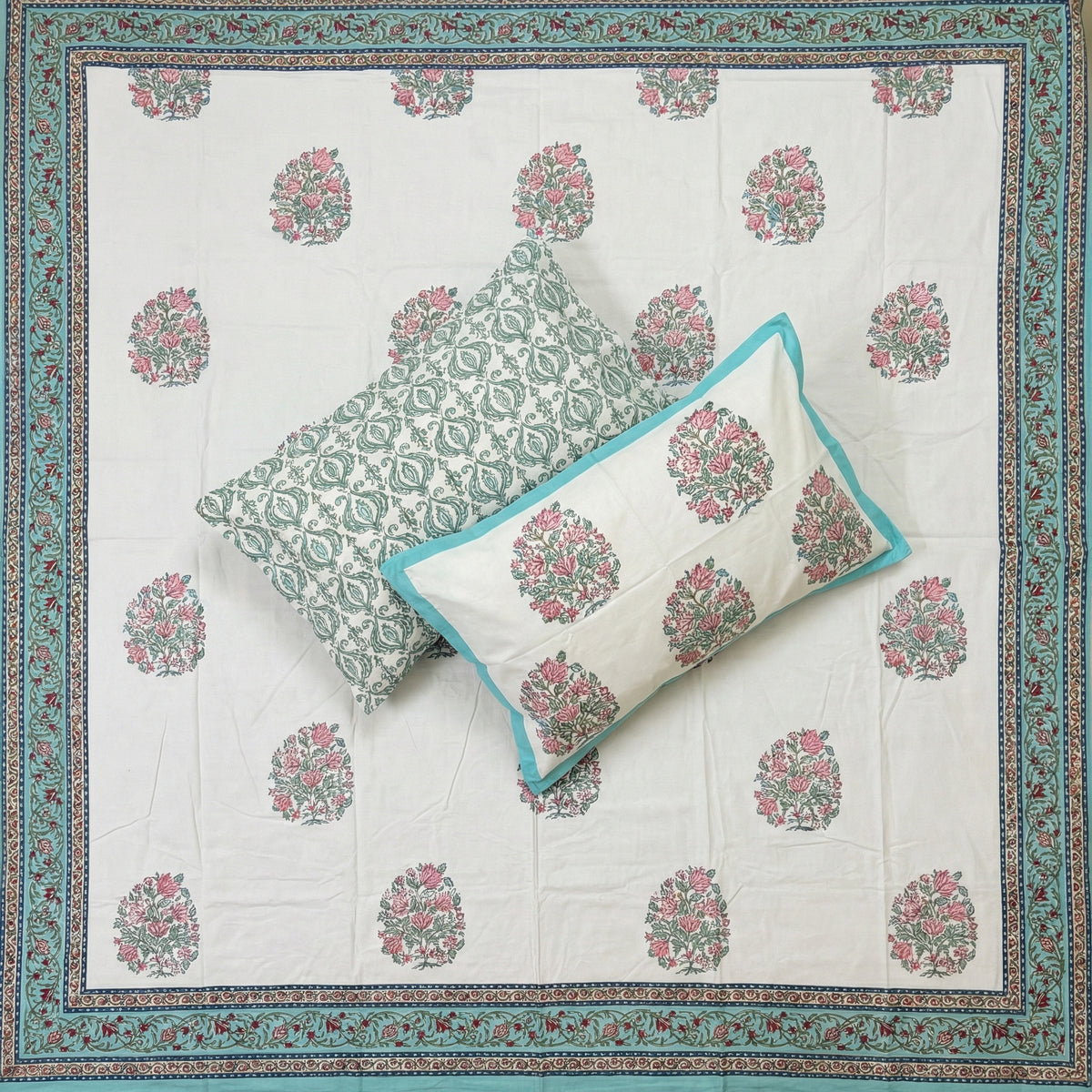 WHITE-GREEN COMBINATON BEDSHEET