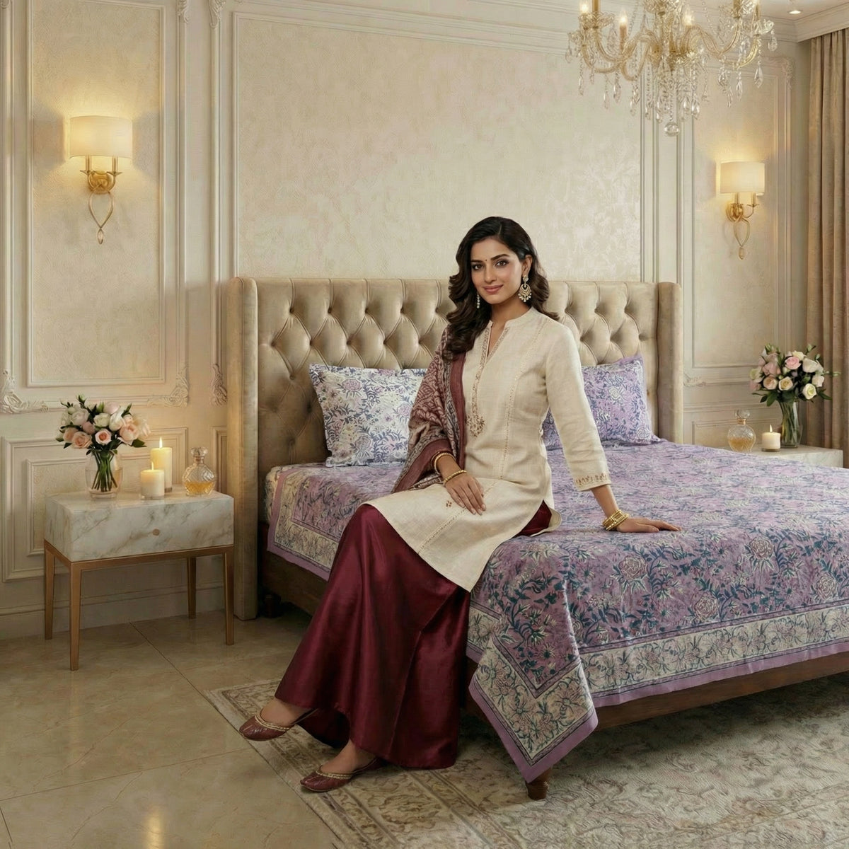 INDIGO FLORAL BEDSHEETS