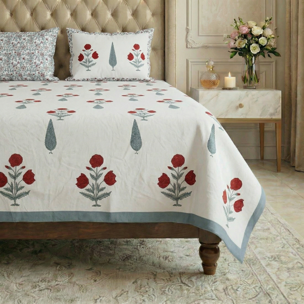 RED ROSE BEDSHEET DESIGN
