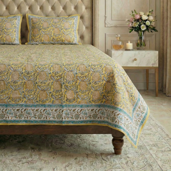 YELLOW FLORAL DESIGN BEDSHEET