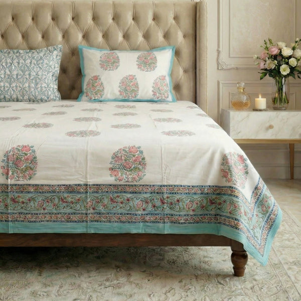 WHITE-GREEN COMBINATON BEDSHEET